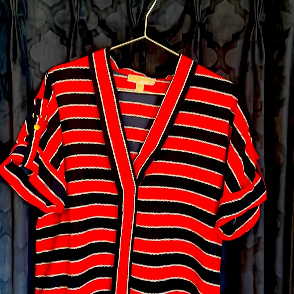 Michael Kors, Large, red and blue short sleeve shirt/blouse